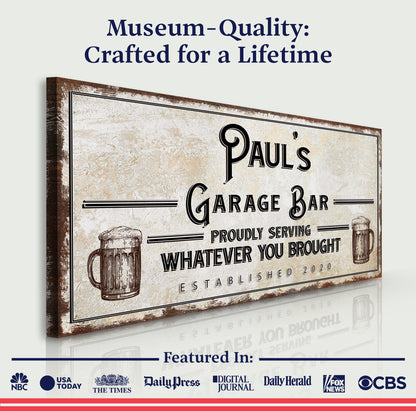 Garage Bar Canvas Wall Art Sign
