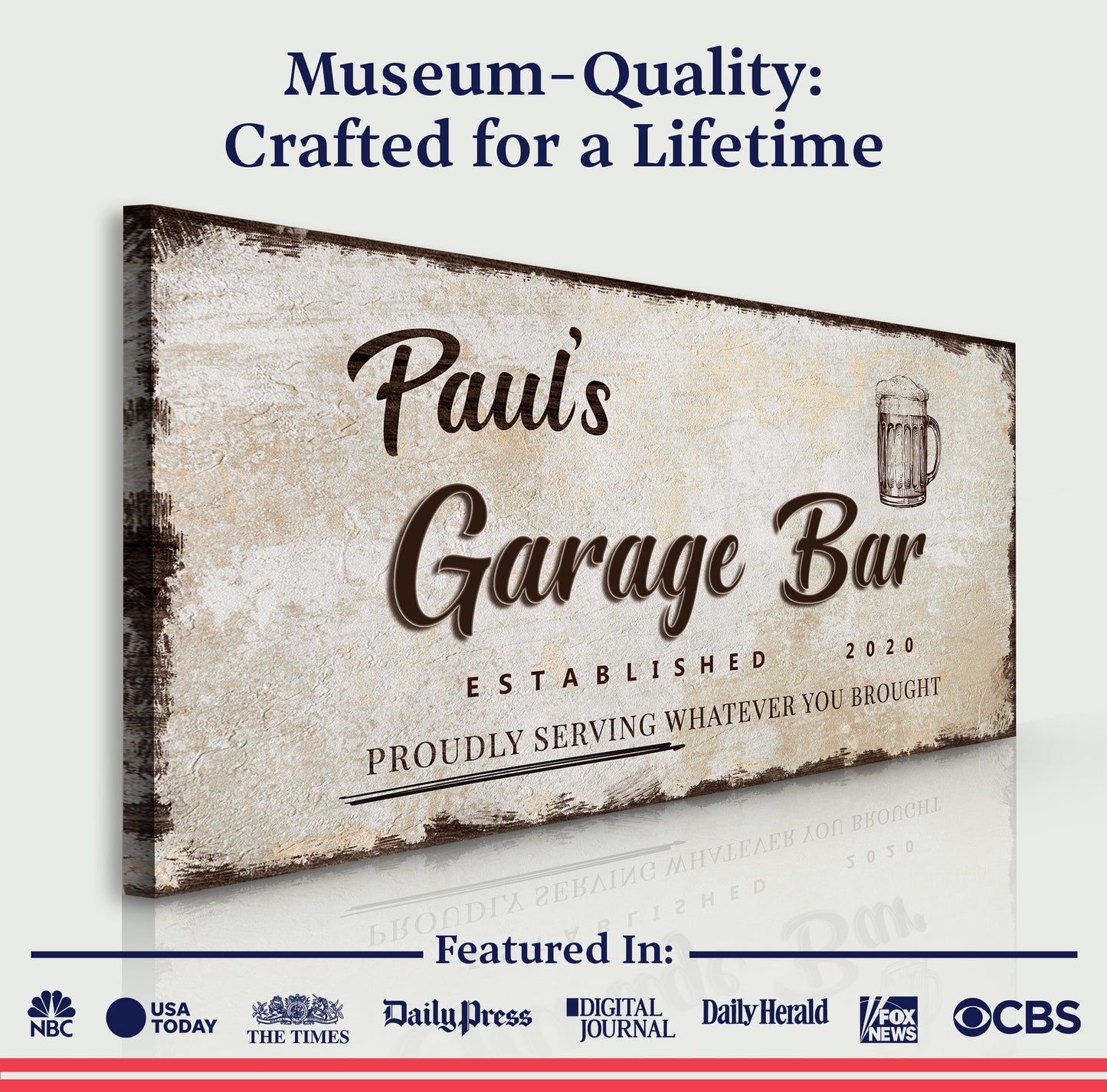 Garage Bar Canvas Wall Art Sign - Style B