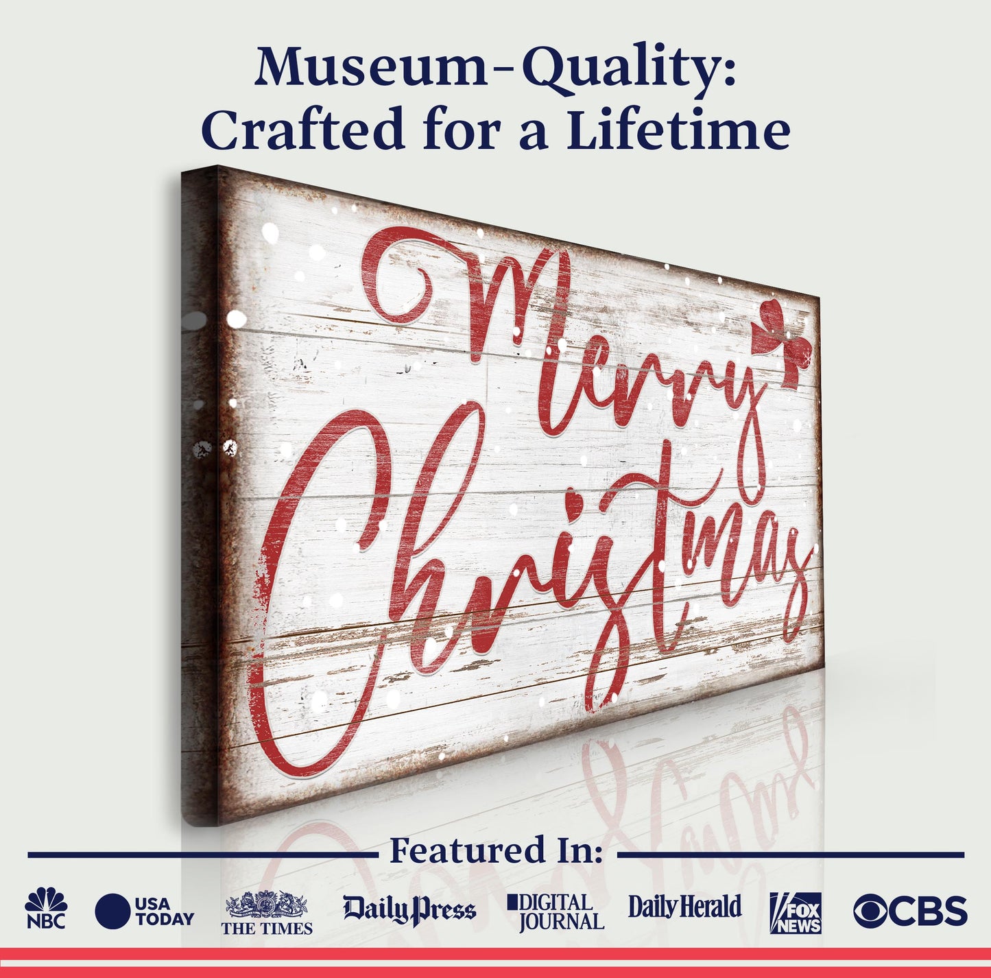 Merry Christmas Canvas Wall Art Sign