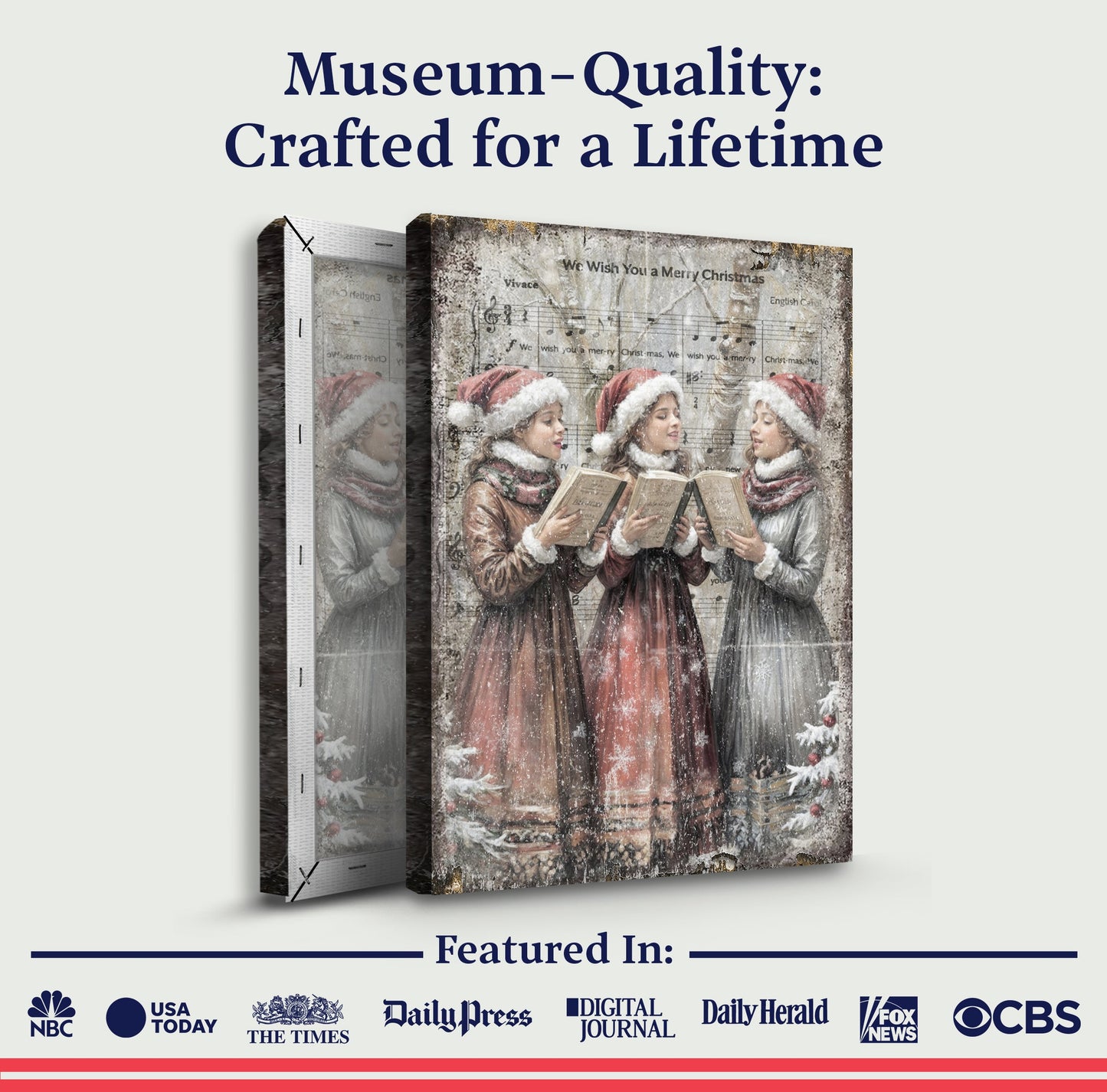 Vintage Christmas Carolers Canvas Wall Art
