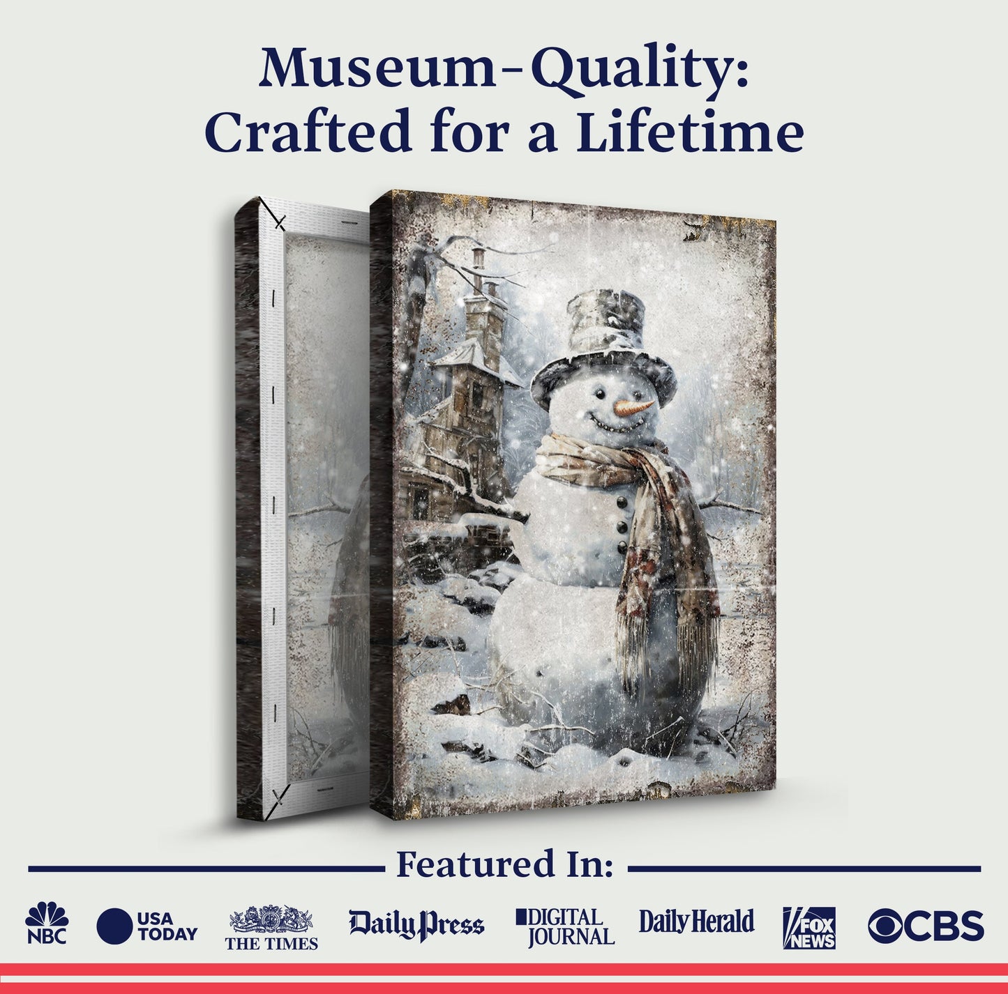 Vintage Snowman Christmas Canvas Wall Art II