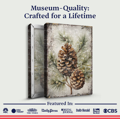 Vintage Winter Pine Cone Canvas Wall Art II
