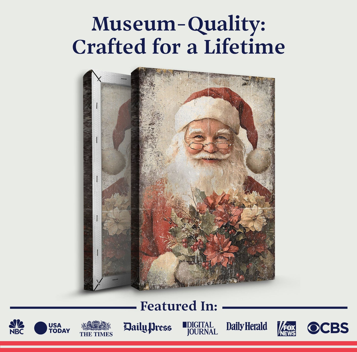 Vintage Christmas Santa Claus Canvas Wall Art