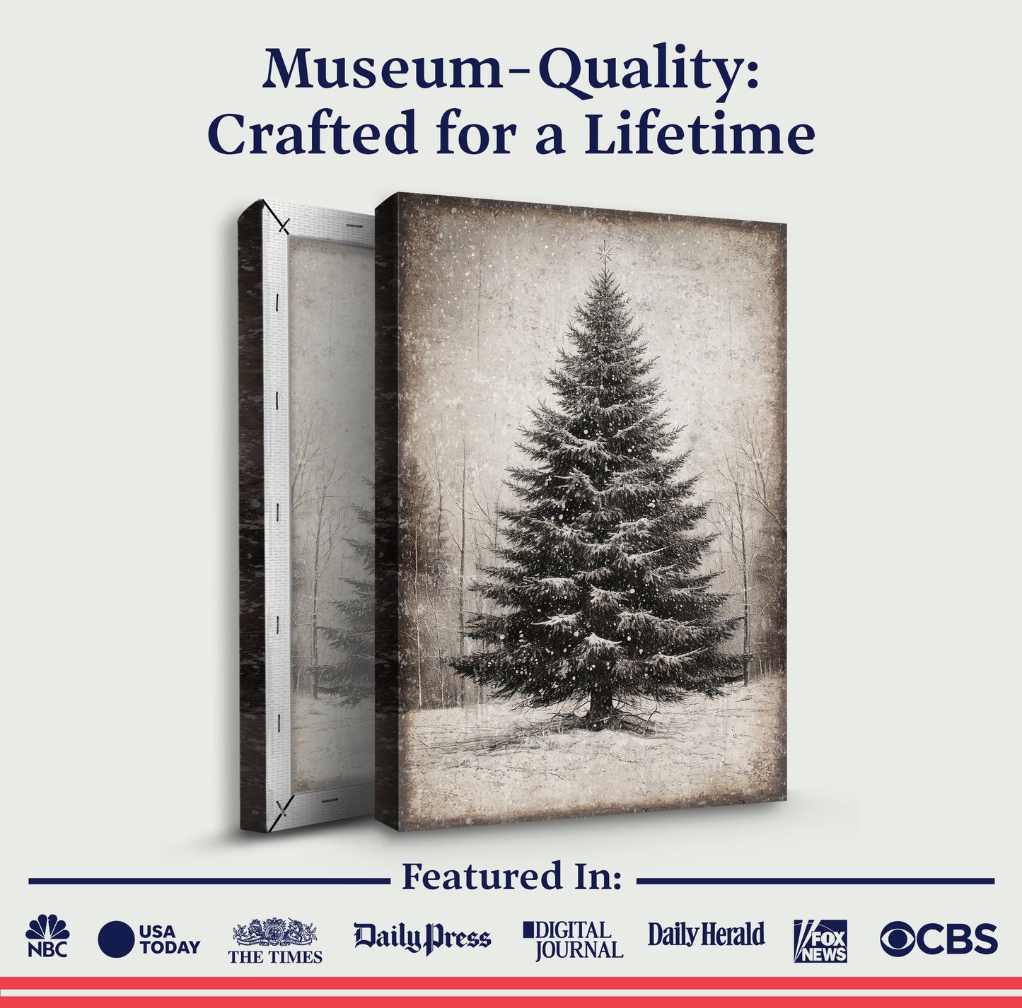 Vintage Christmas Tree Canvas Wall Art