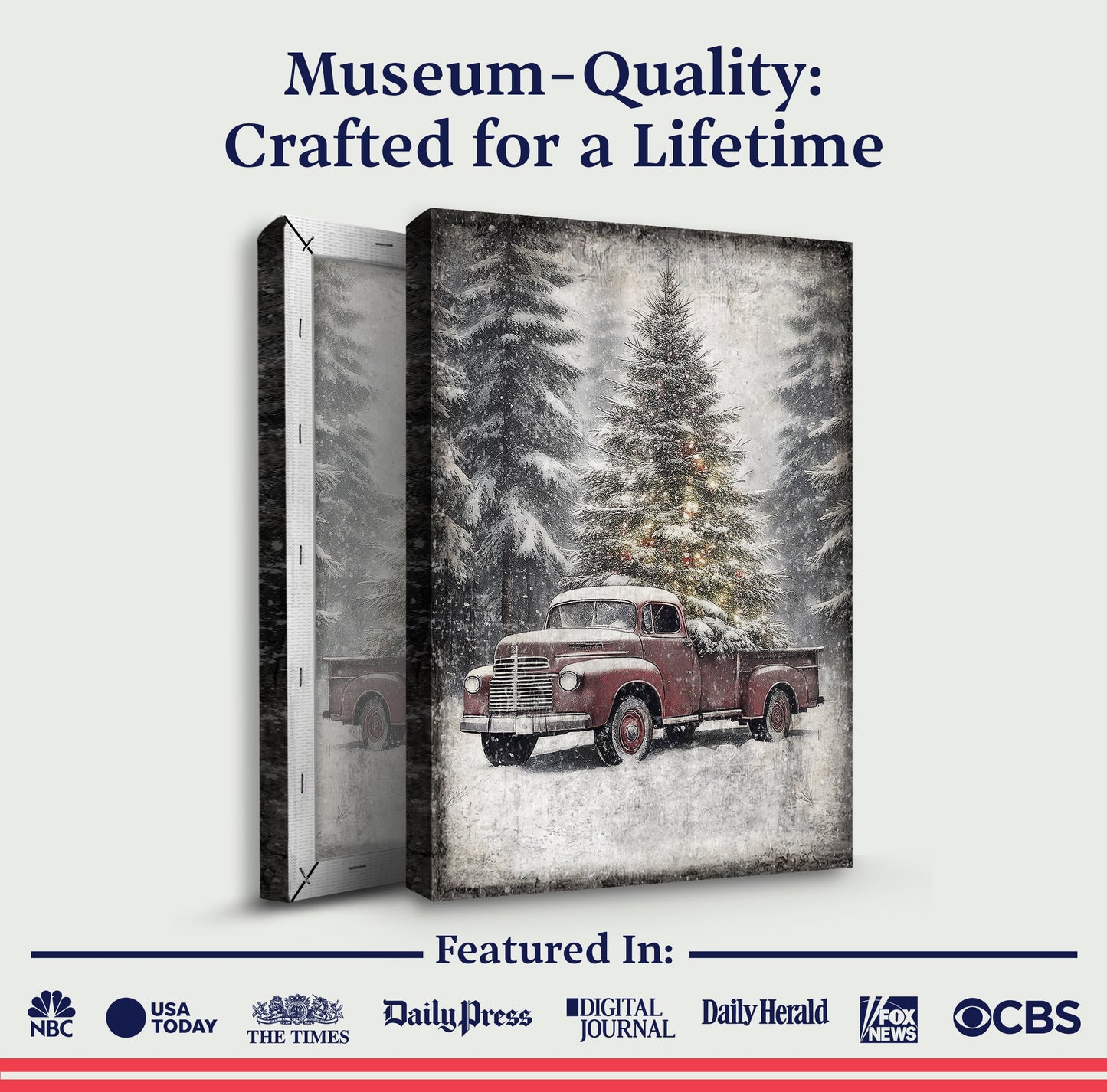 Vintage Truck With Christmas Tree Canvas Wall Art III