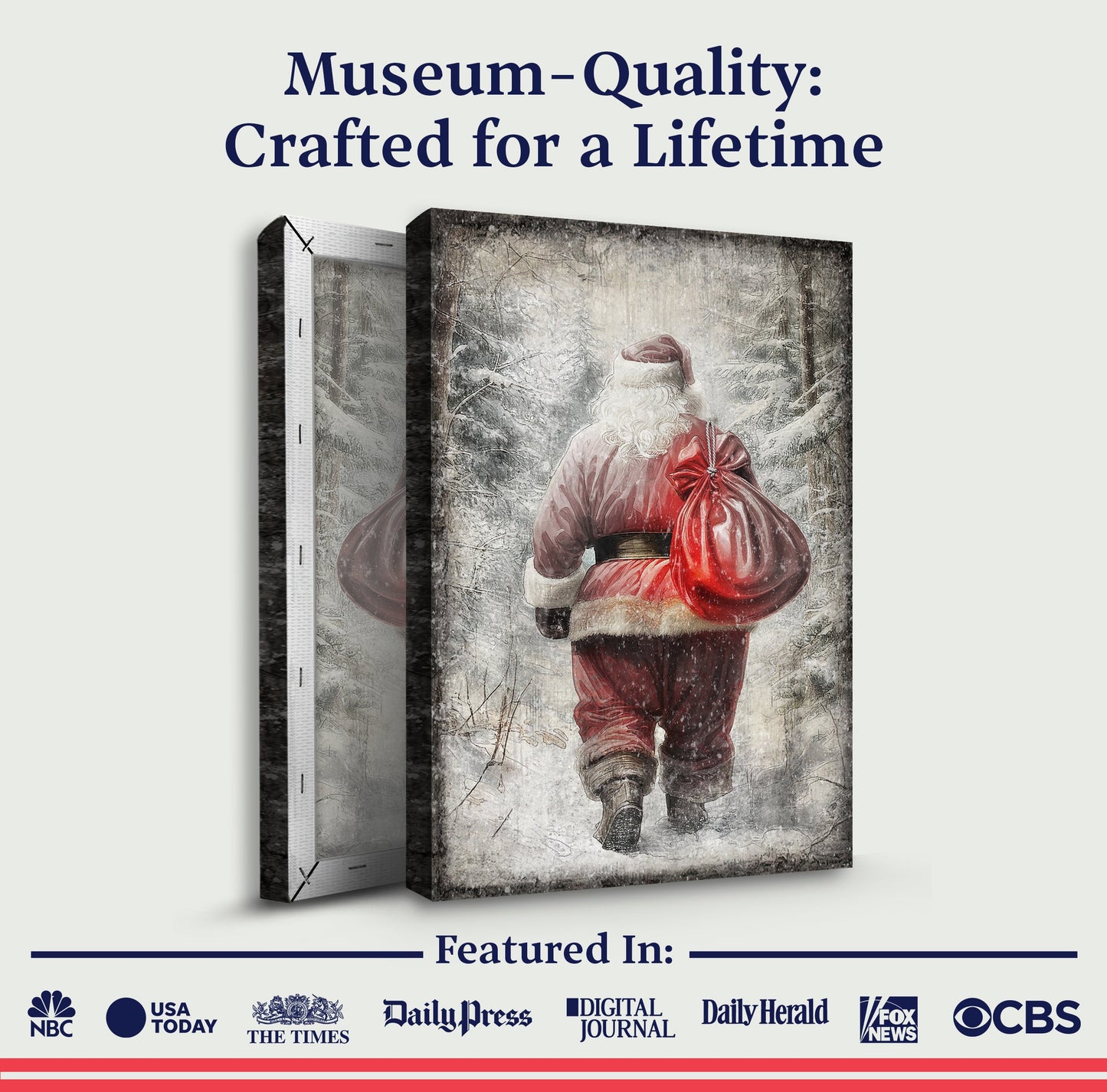 Vintage Christmas Santa Claus Canvas Wall Art