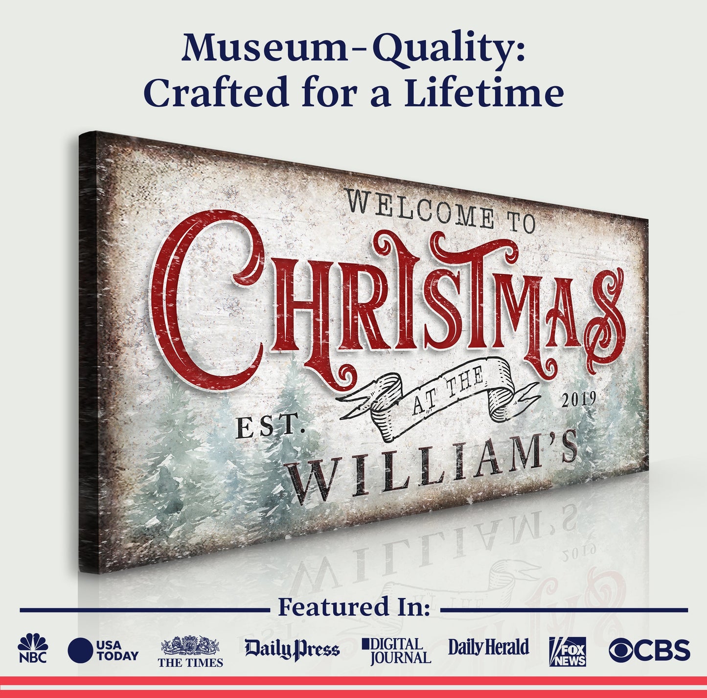 Family Welcome To Christmas Canvas Wall Art Sign