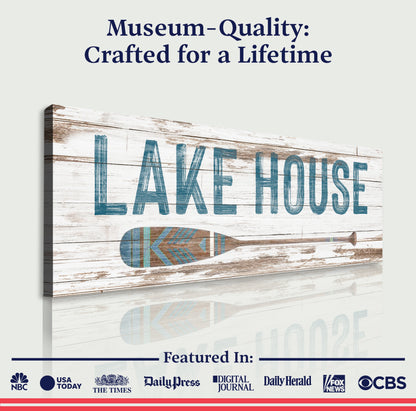 Lake House Coastal Sign Canvas Wall Art