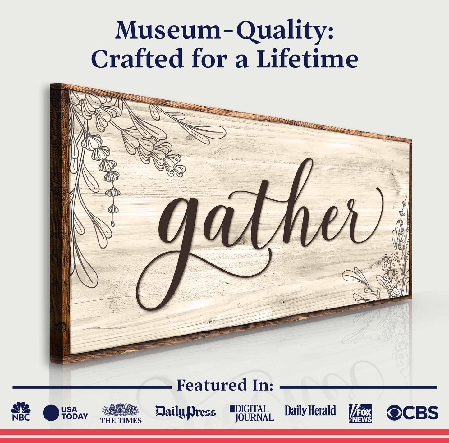 Gather Sign Canvas Wall Art - Bold Typography