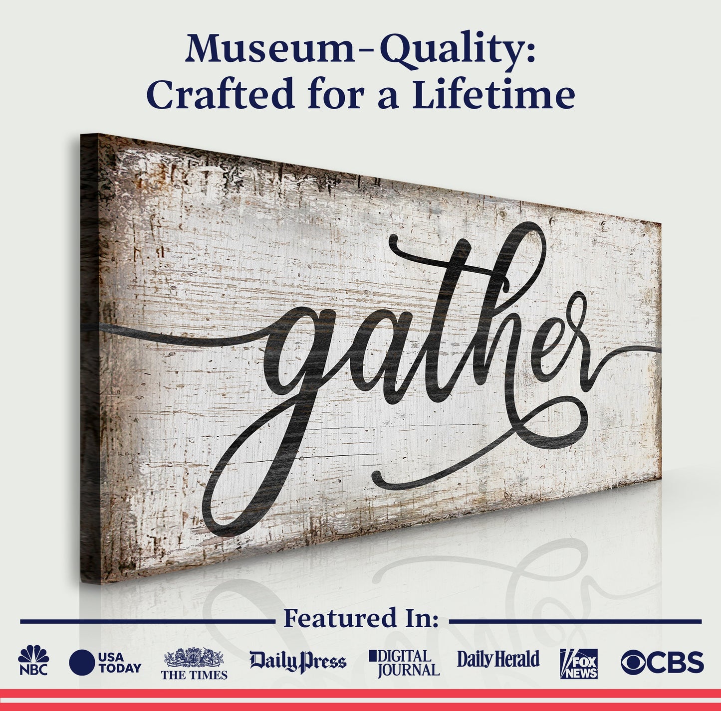 Gather Sign Canvas Wall Art - Rustic Style