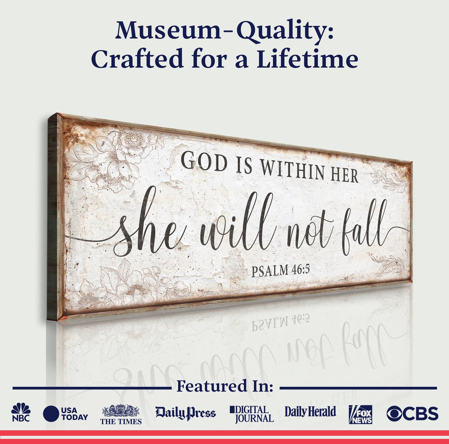 God Is Within Her Psalm 46:5 Faith Canvas Sign