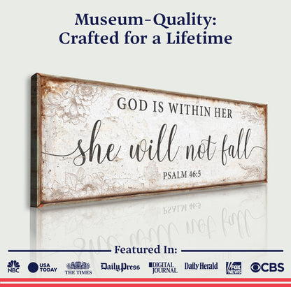 God Is Within Her Psalm 46:5 Faith Canvas Sign