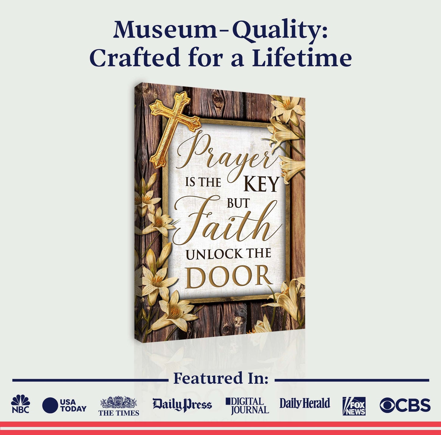 Prayer Is the Key Faith Unlocks the Door Canvas Wall Art II