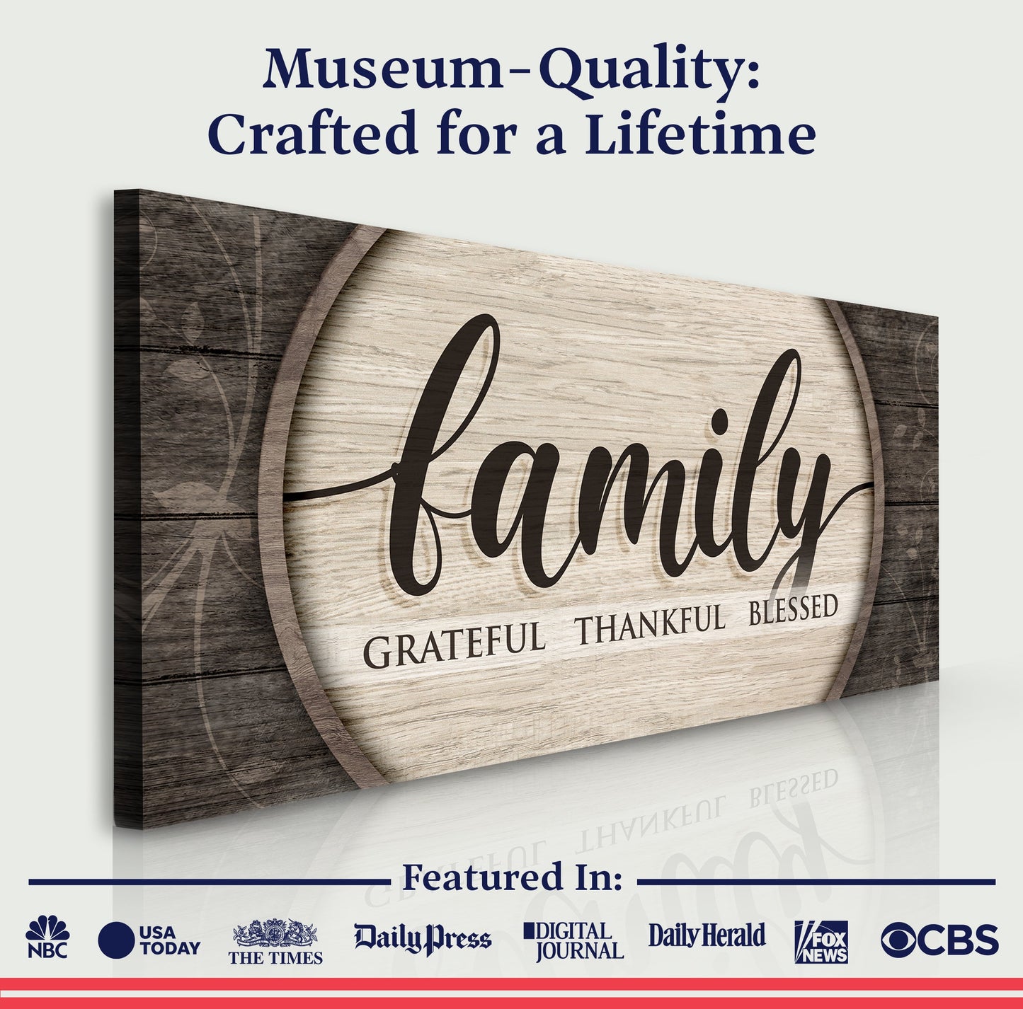 Grateful Thankful Blessed Canvas Wall Art