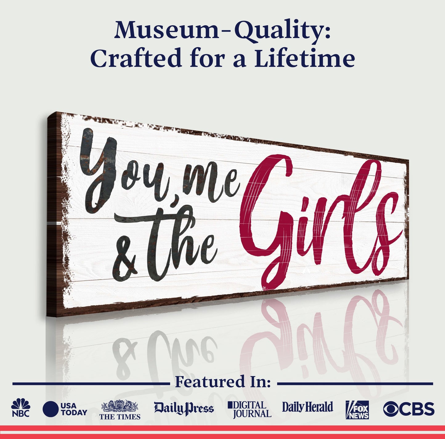 You Me and the Girls Rustic Canvas Wall Art