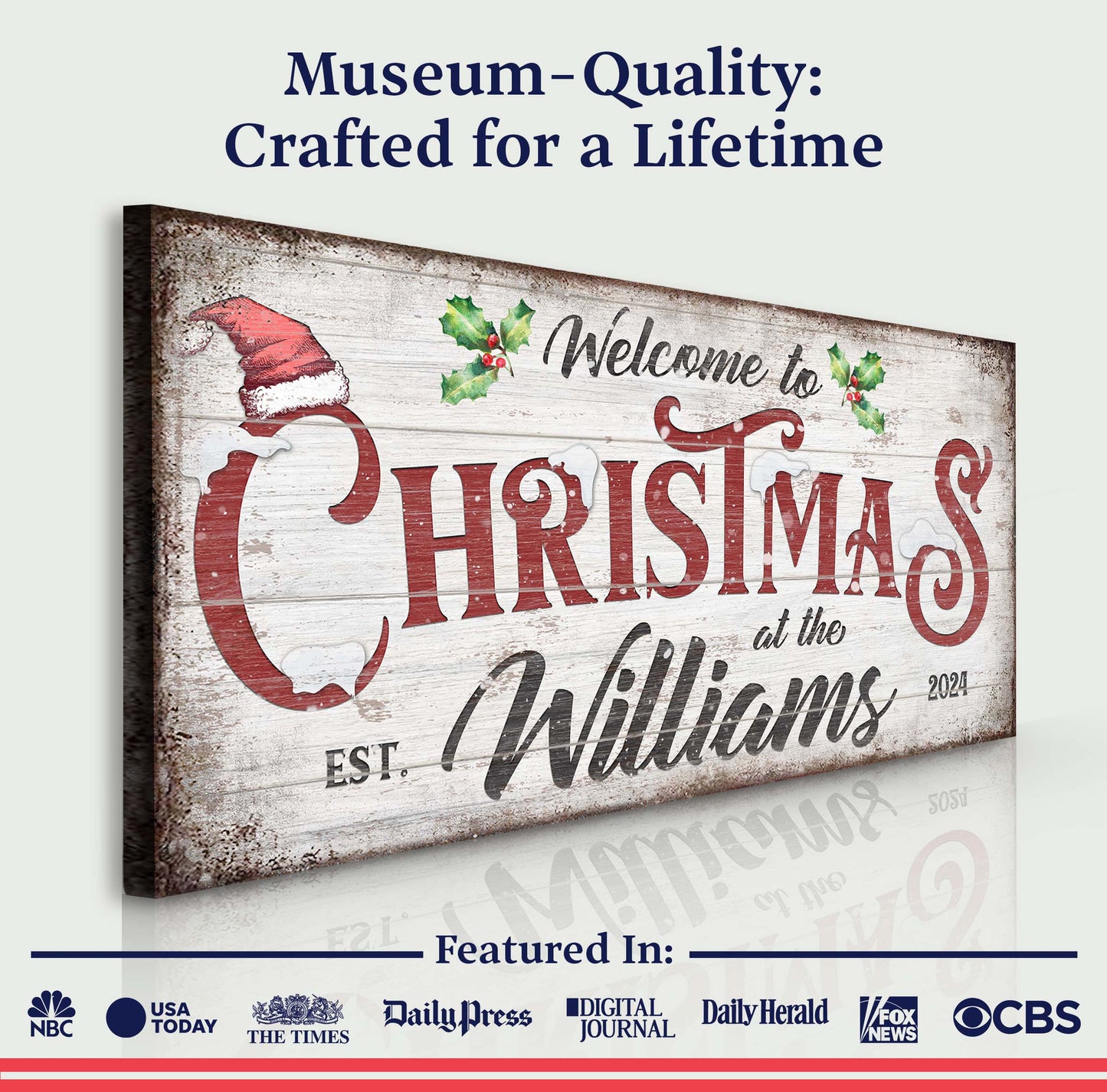 Family Welcome To Christmas Canvas Sign Wall Art