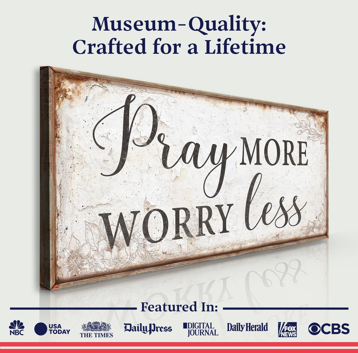 Pray More Worry Less Faith Canvas Wall Art
