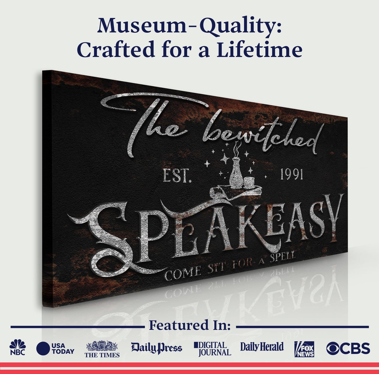 Bewitched Speakeasy Halloween Canvas Wall Art Sign