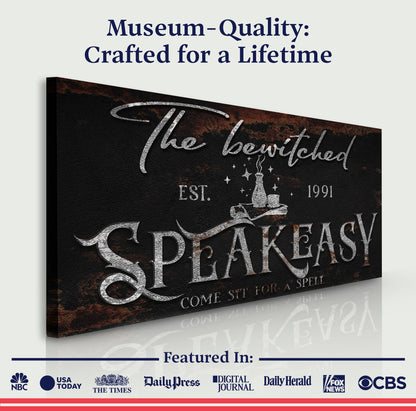 Bewitched Speakeasy Halloween Canvas Wall Art Sign