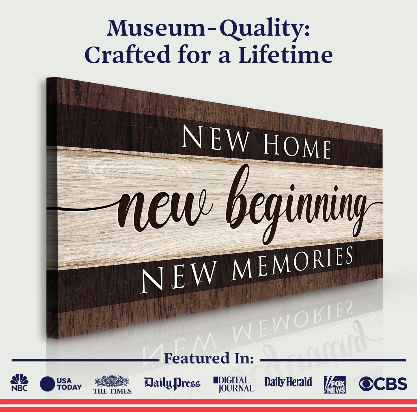 New Home New Beginning New Memories Canvas Sign