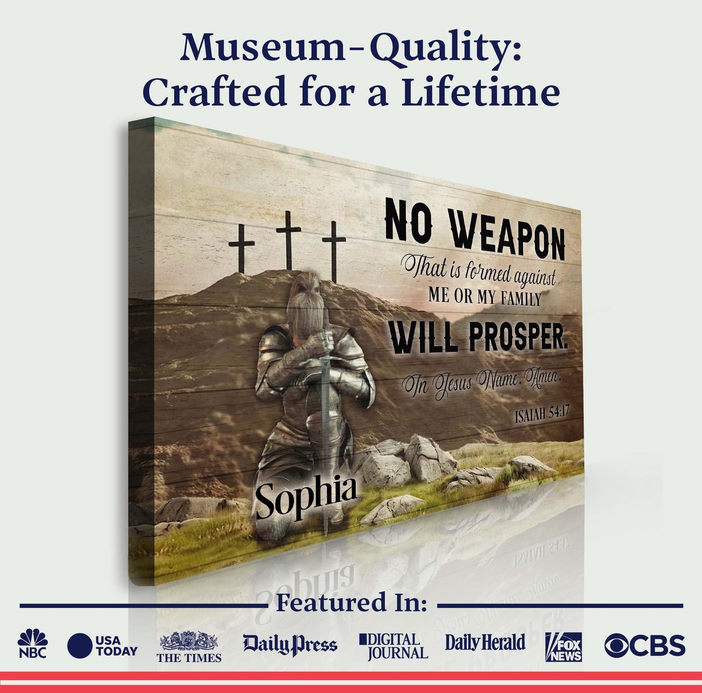 Isaiah 54:17 No Weapon Formed Against You Canvas Sign