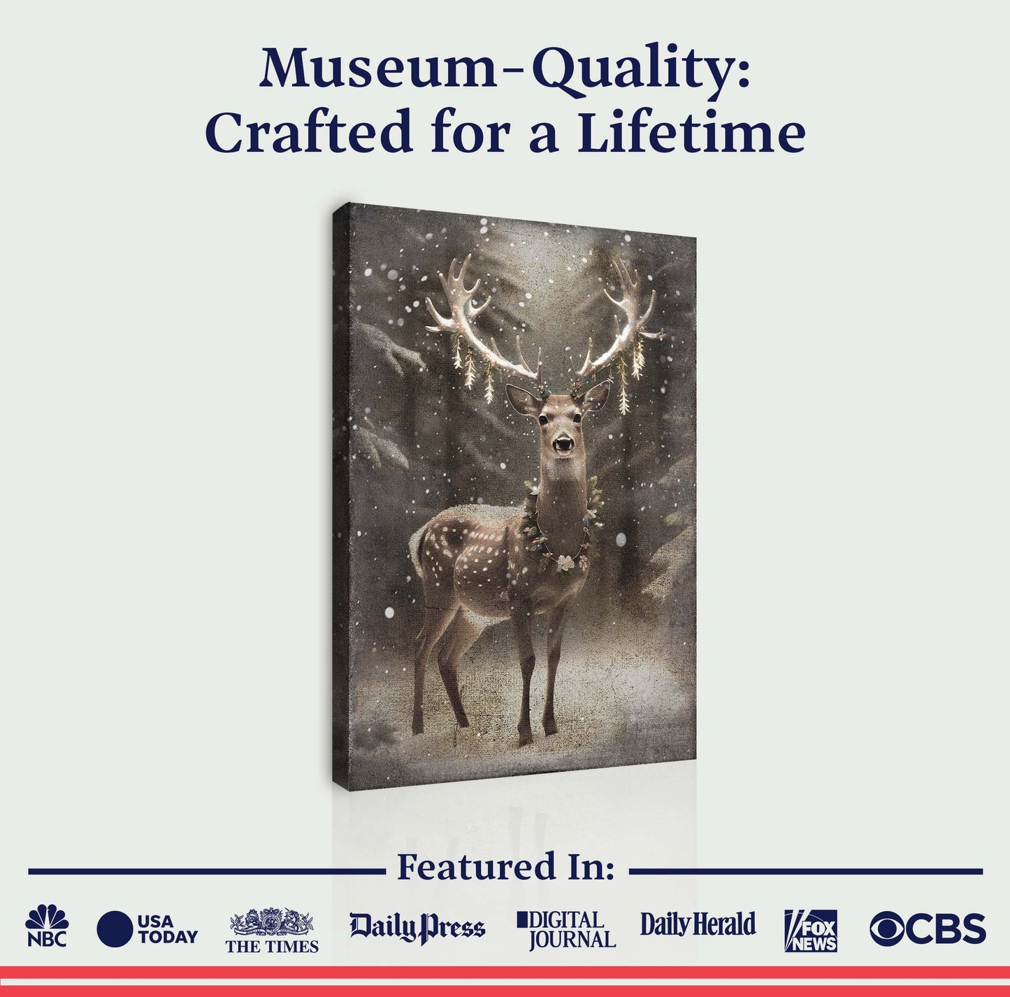Vintage Winter Deer Canvas Wall Art