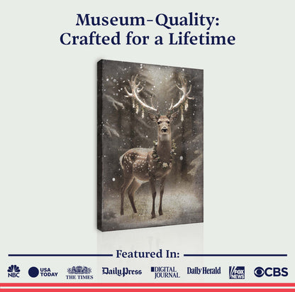 Vintage Winter Deer Canvas Wall Art