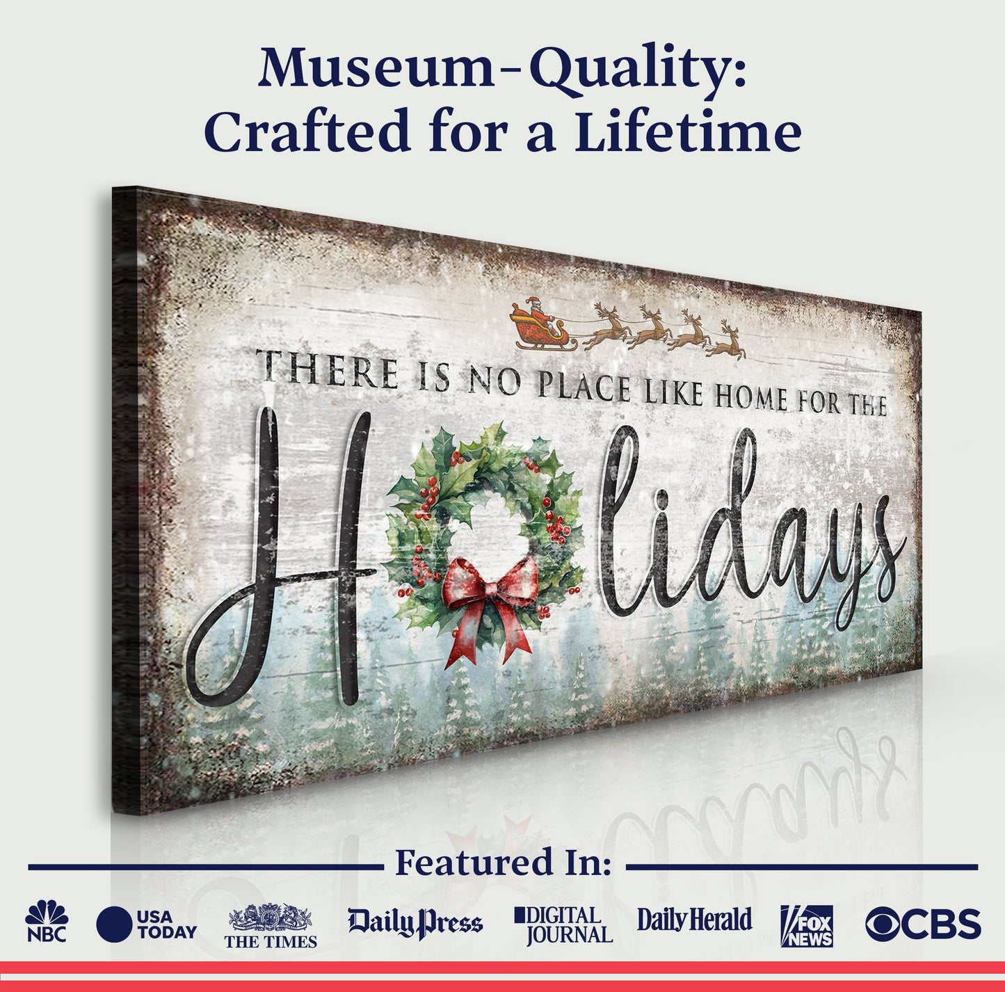 No Place Like Home for the Holidays Festive Canvas Art