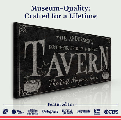 Potions Spirits and Brews Tavern Halloween Canvas Wall Art