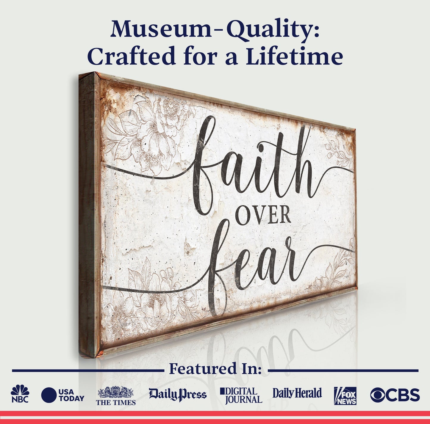 Faith Over Fear Canvas Wall Art Sign