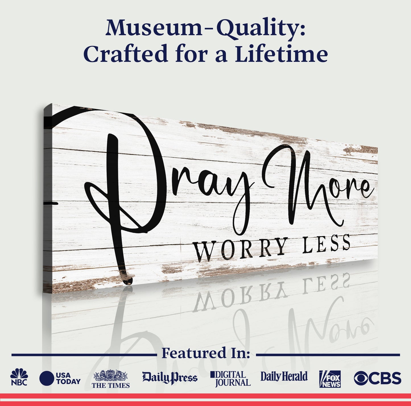 Pray More Worry Less Faith Canvas Wall Art III