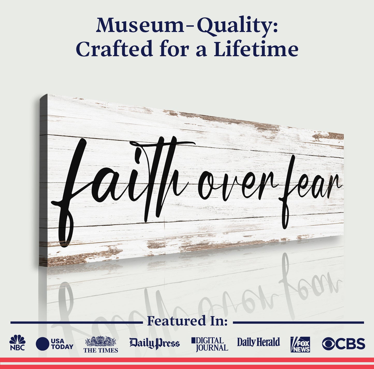Faith Over Fear Canvas Wall Art Sign III