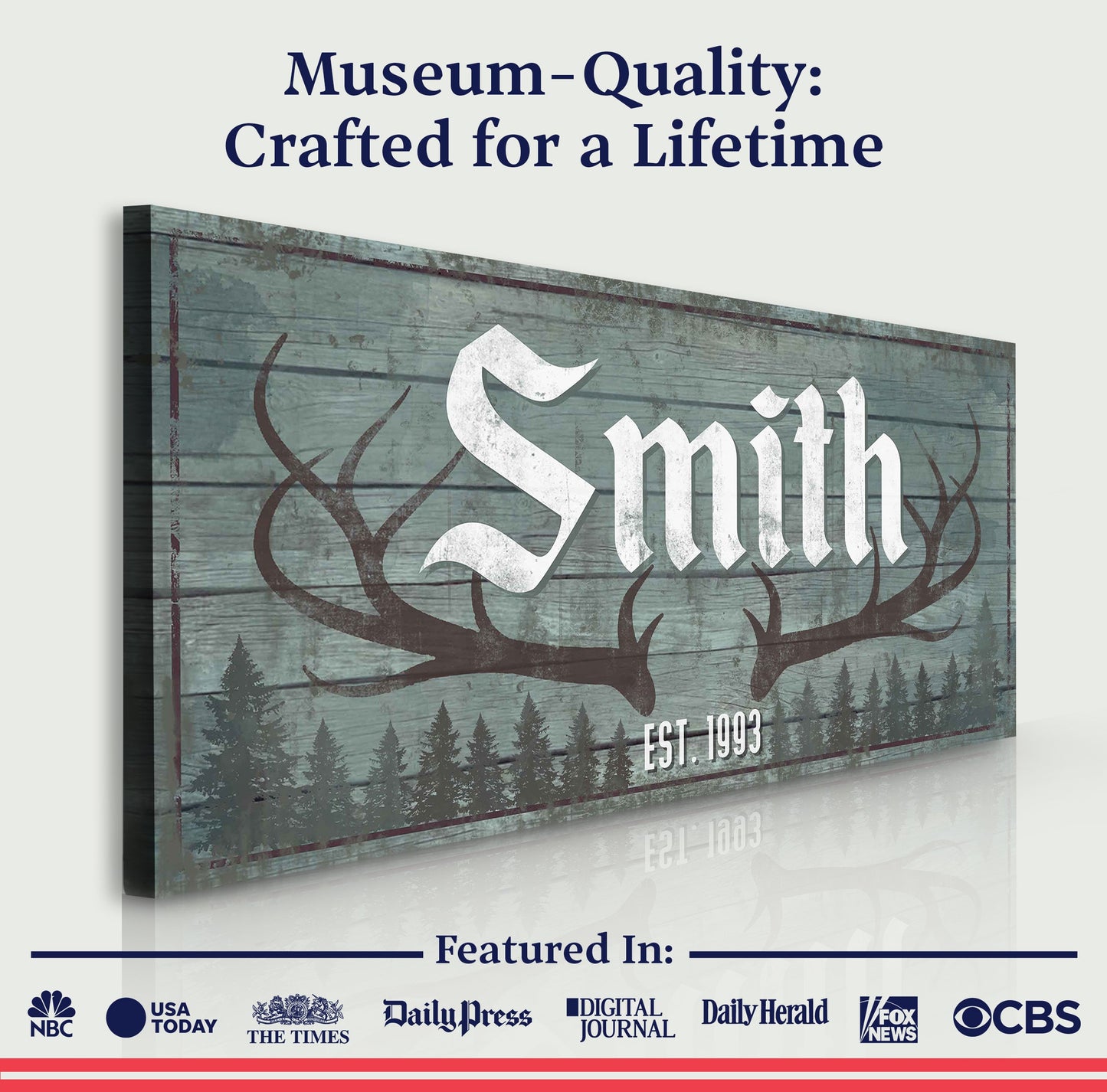 Rustic Family Antler Canvas Sign II