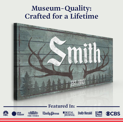 Rustic Family Antler Canvas Sign II