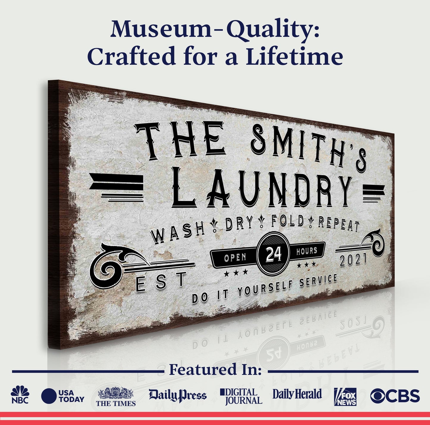 Personalized Laundry Room Family Name Canvas Sign