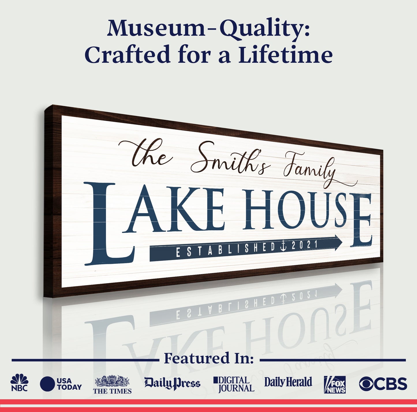Family Lake House Arrow Canvas Sign III