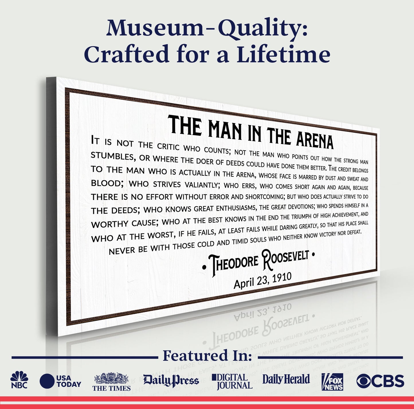 Man in the Arena Quote Canvas Wall Art VIII