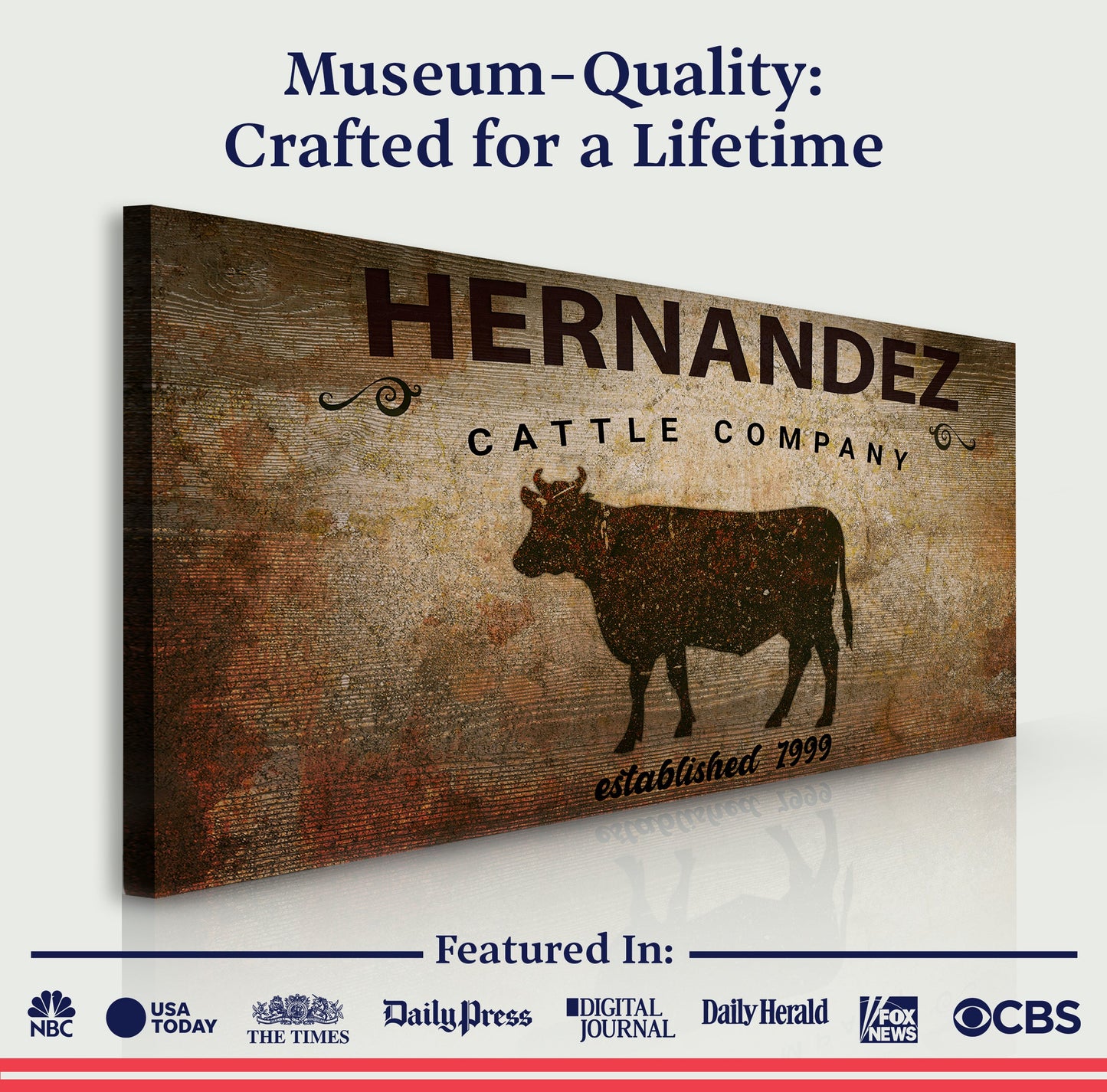 Personalized Cattle Company Ranch Canvas Art
