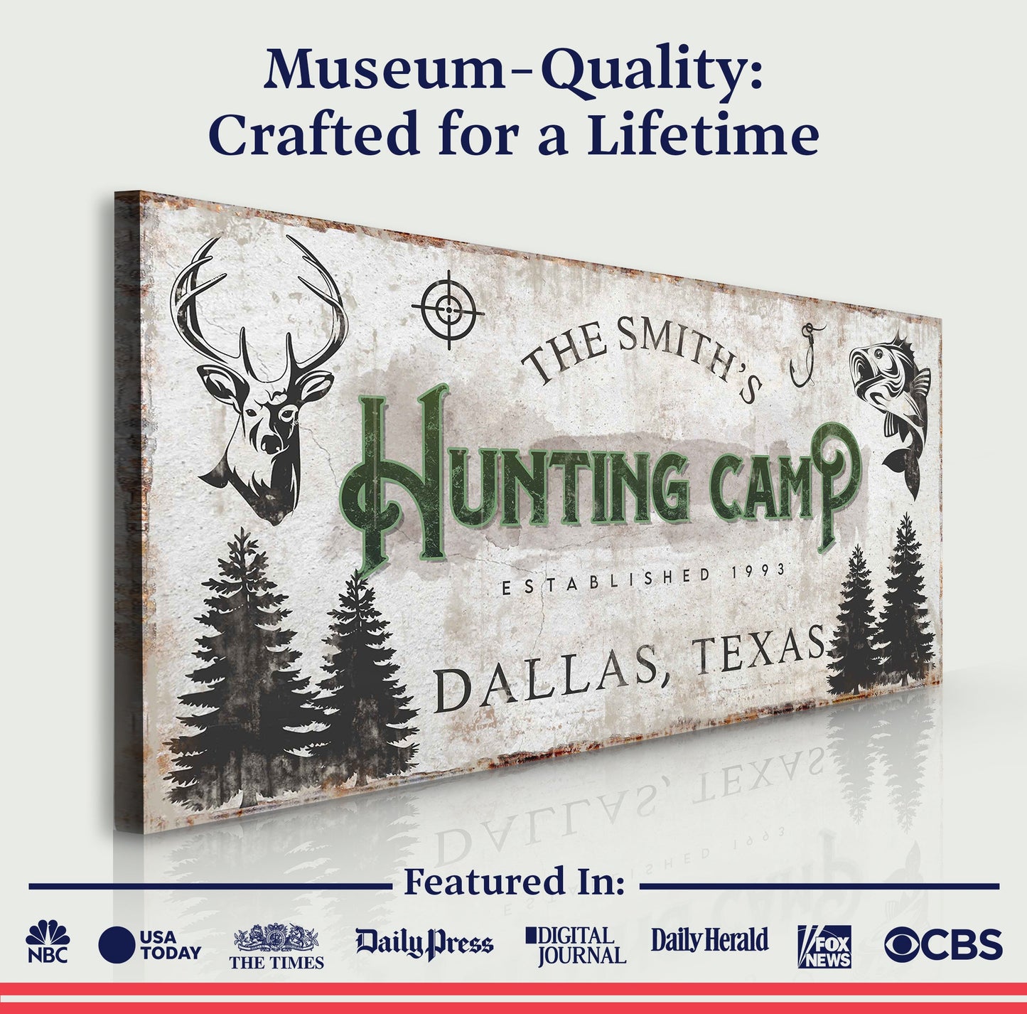 Fishing and Hunting Sign Personalized Canvas Wall Art