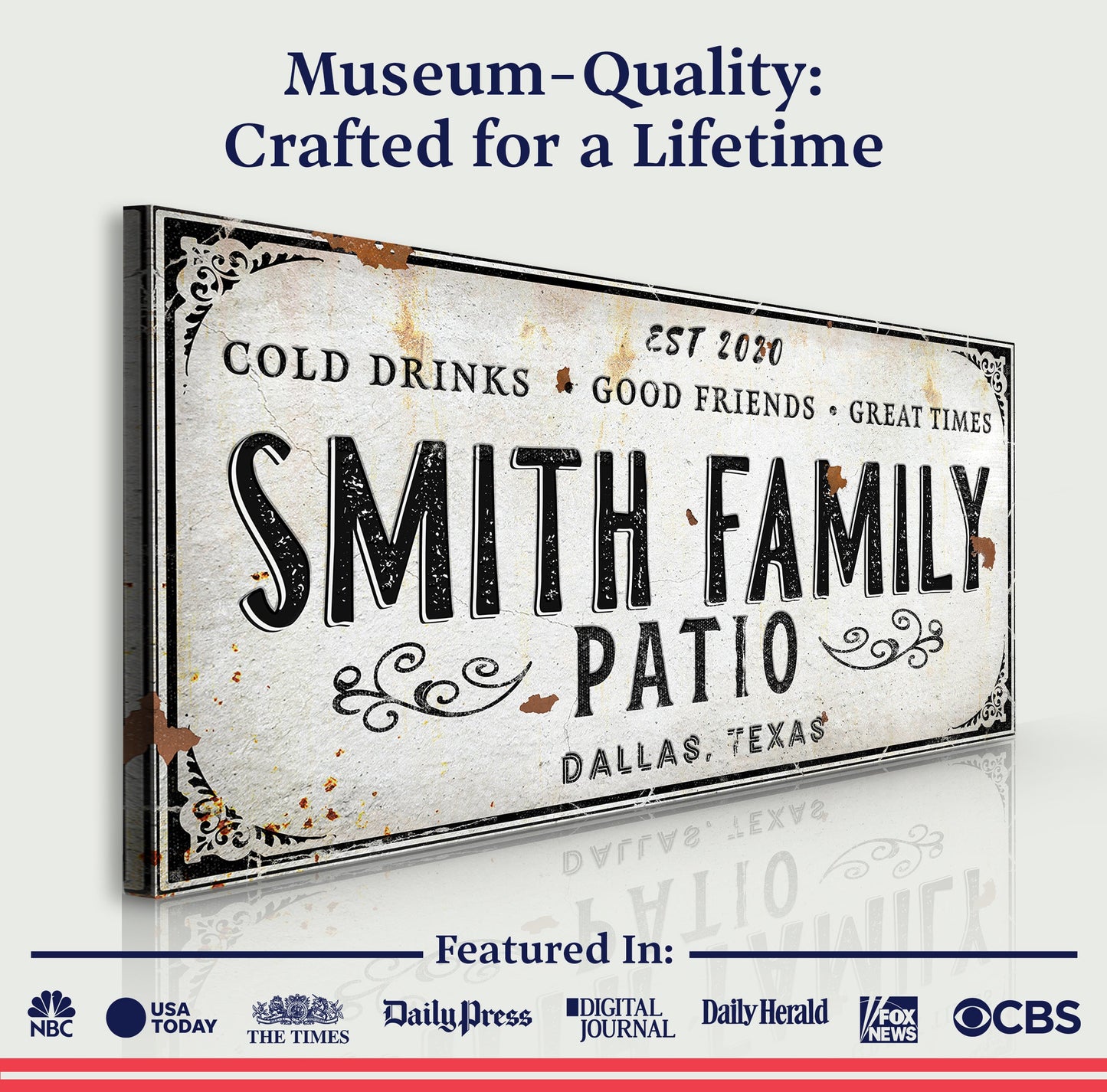 Family Patio Sign Personalized Canvas Wall Art