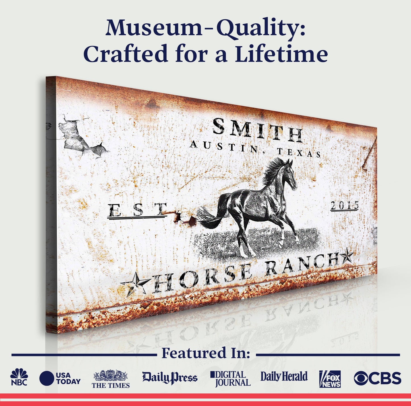 Rustic Horse Ranch Sign Personalized Canvas Wall Art