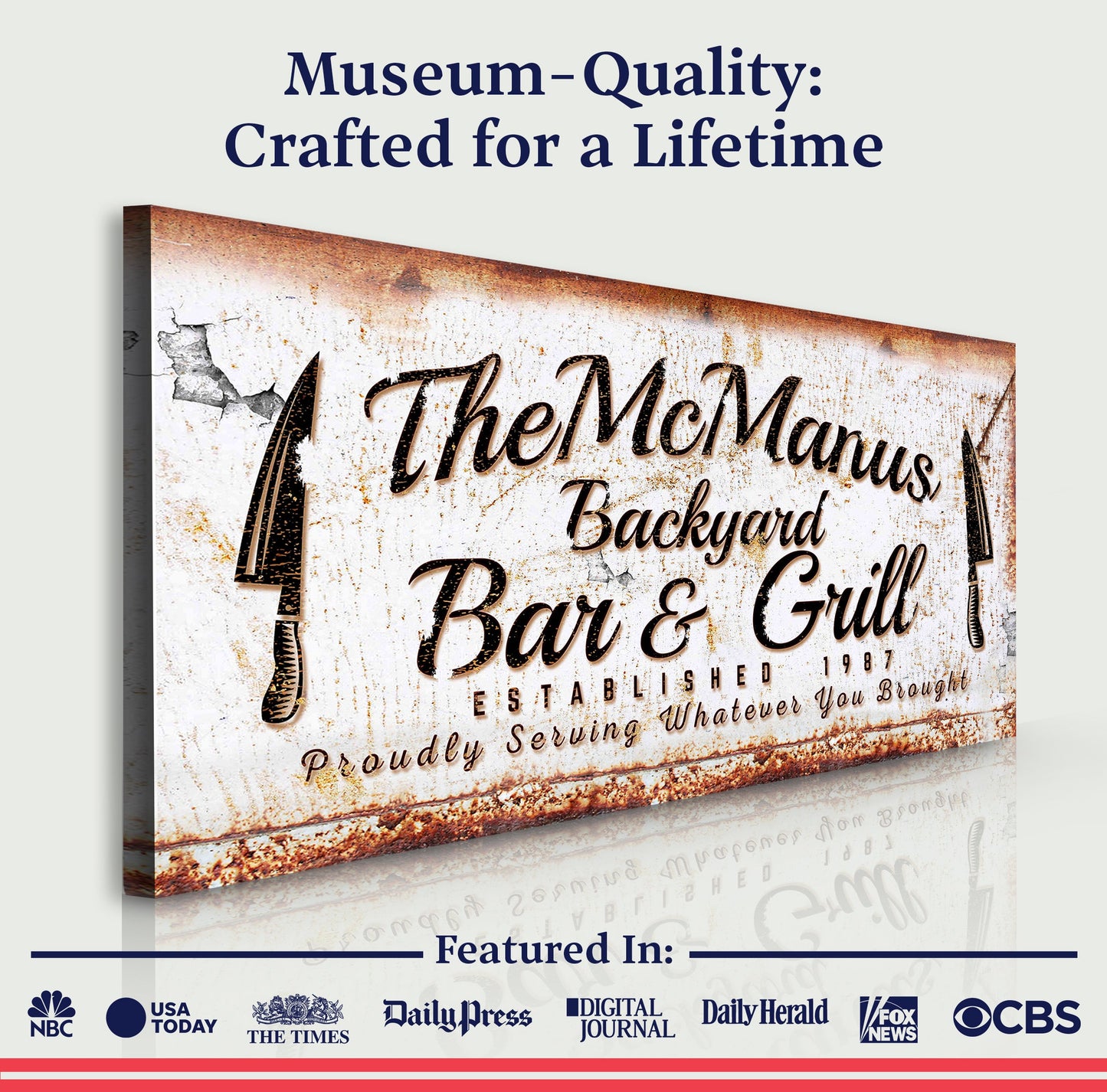 Rustic Backyard Bar and Grill Canvas Sign