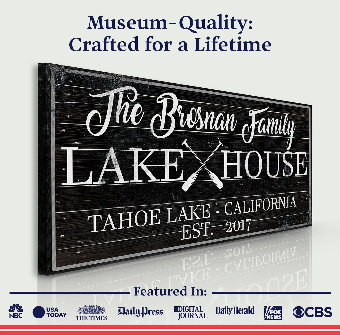 Family Lake House Paddle Canvas Sign II