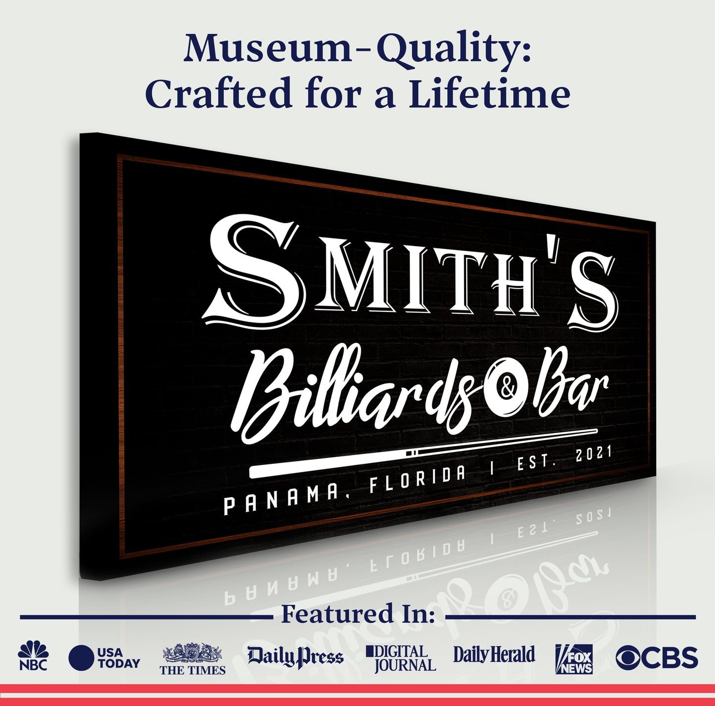 Billiards and Bar Canvas Wall Art Sign