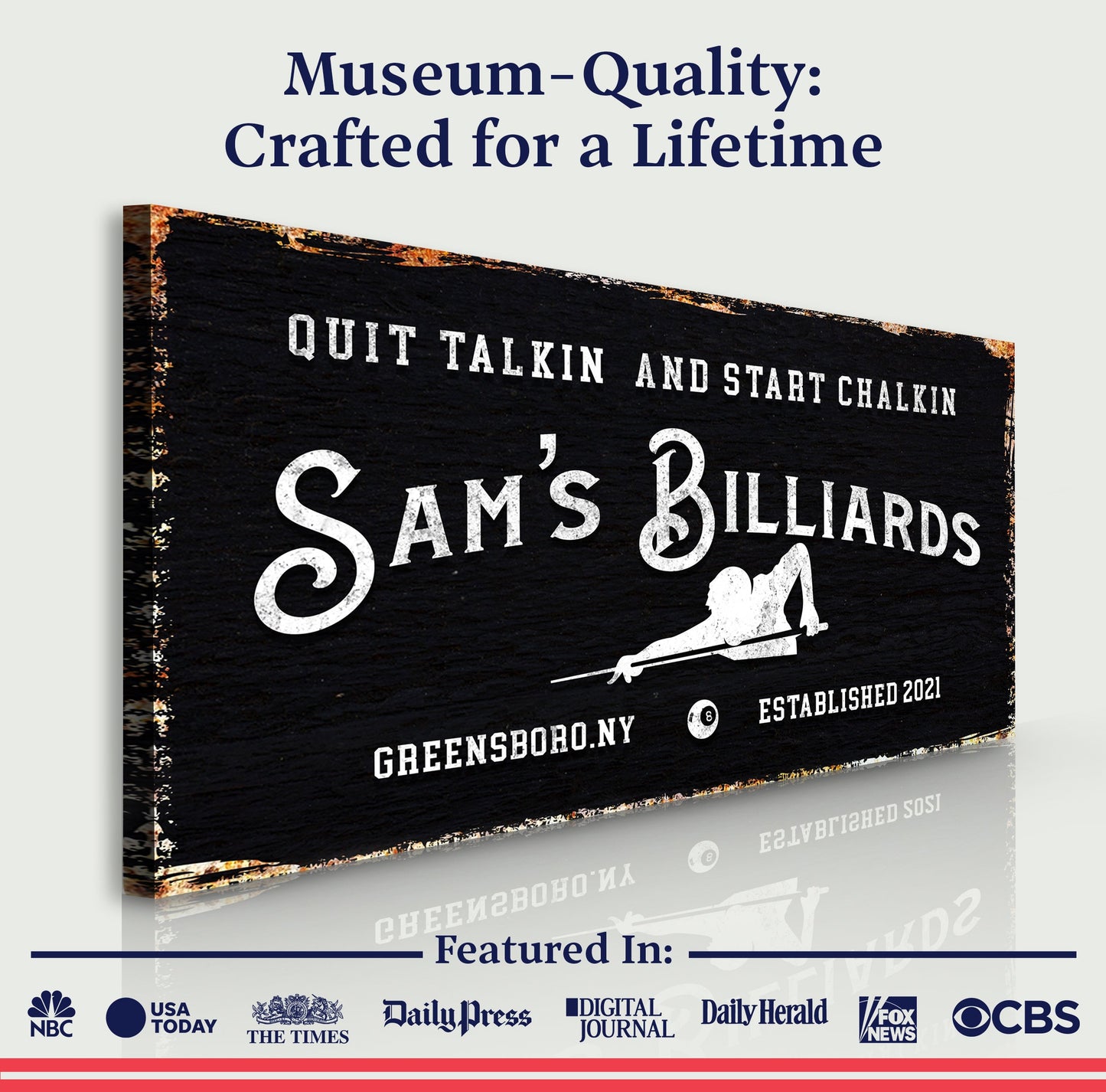 Billiards Room Personalized Canvas Sign