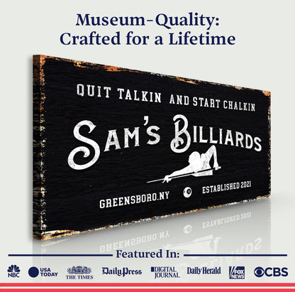 Billiards Room Canvas Wall Art Sign