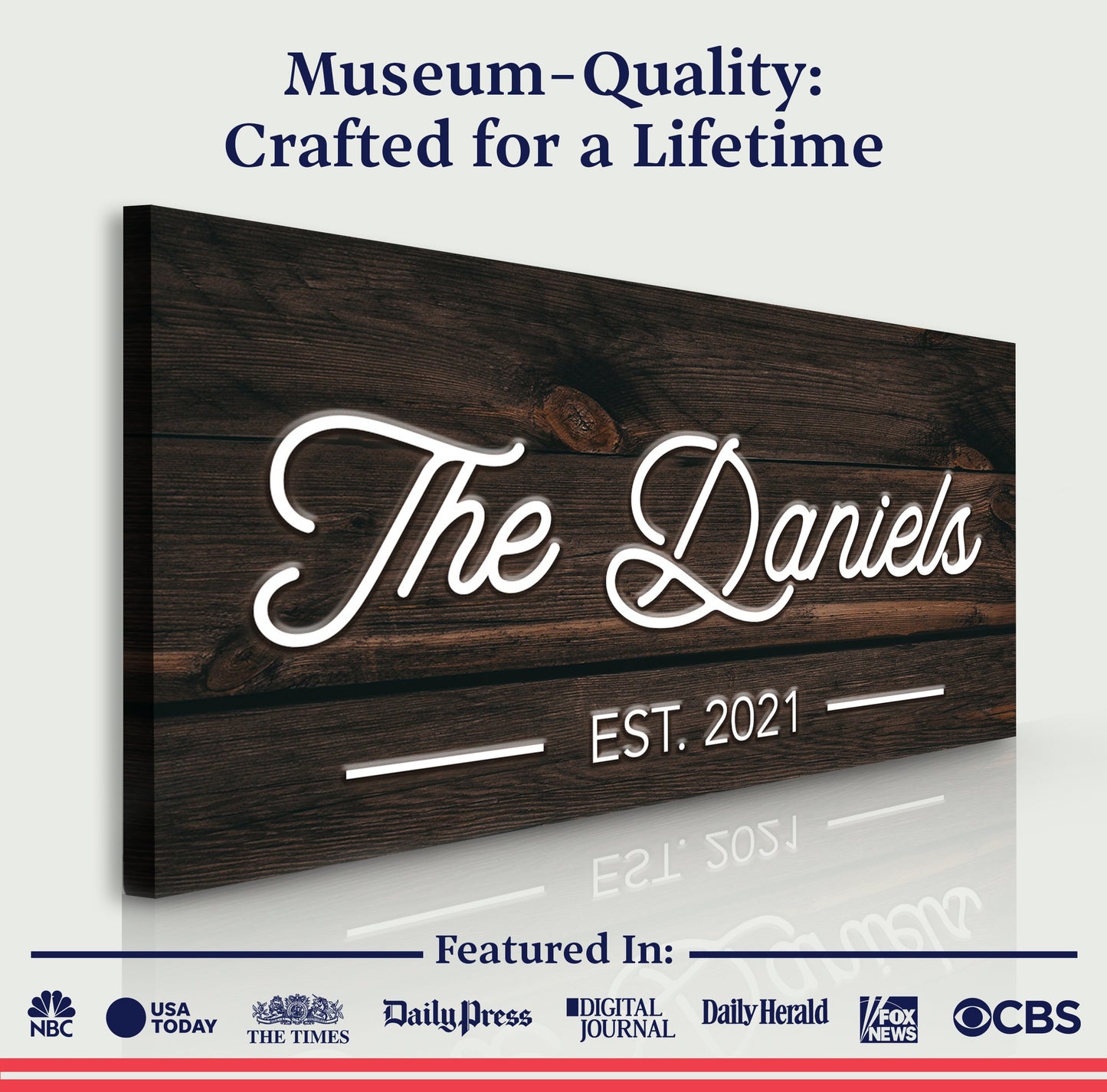 Personalized Wood-Look Family Name Canvas Sign