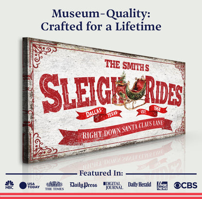 Sleigh Rides Christmas Sign Canvas Wall Art