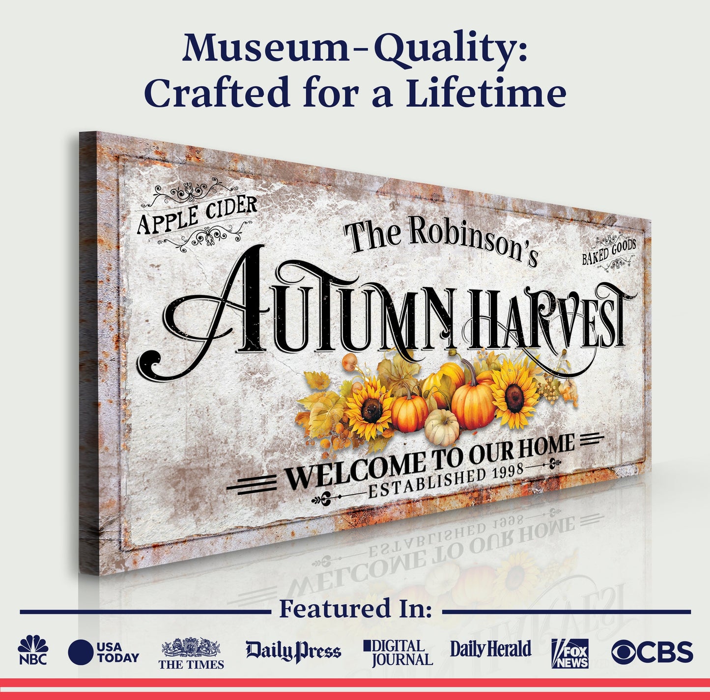 Family Autumn Harvest Thanksgiving Canvas Sign II