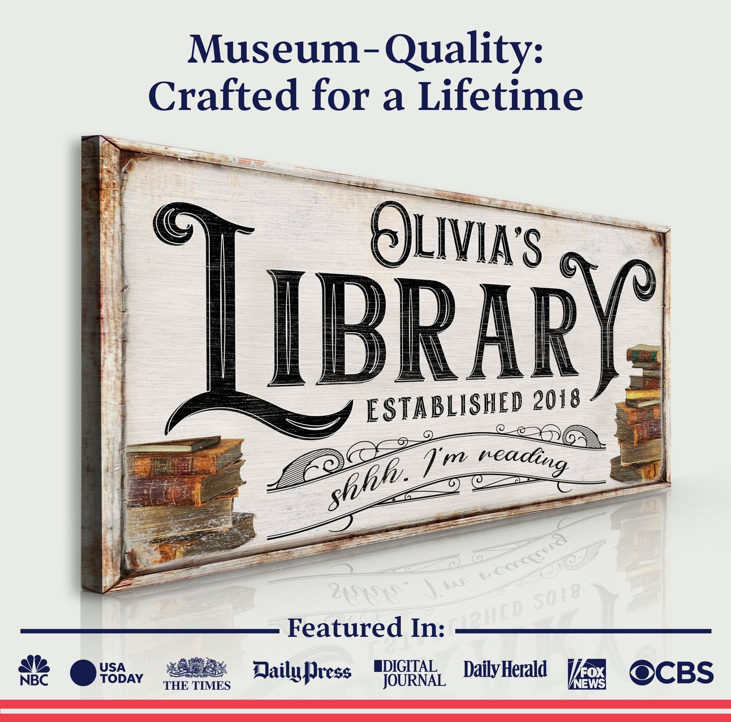 Shhh I'm Reading Library Canvas Sign